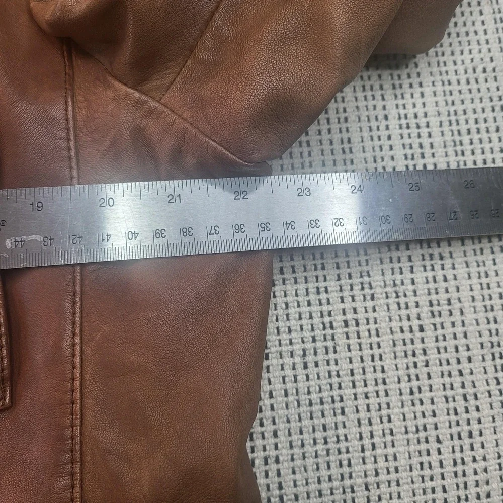 Hugo Boss Jacket Mens 42 Regular Brown Leather Joaco Military Pockets‎ Zip Lined